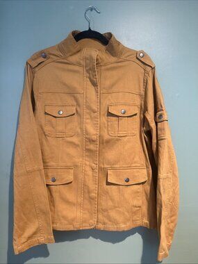 Thread & supply women Utility Jacket large Mustard Yellow Zip Front Preppy